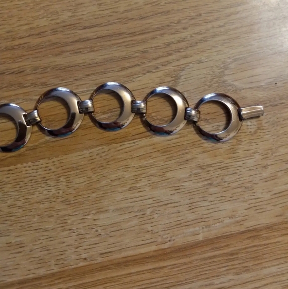 Vintage Vermeil Sterling Silver Gold Circle Bracelet - Picture 4 of 10